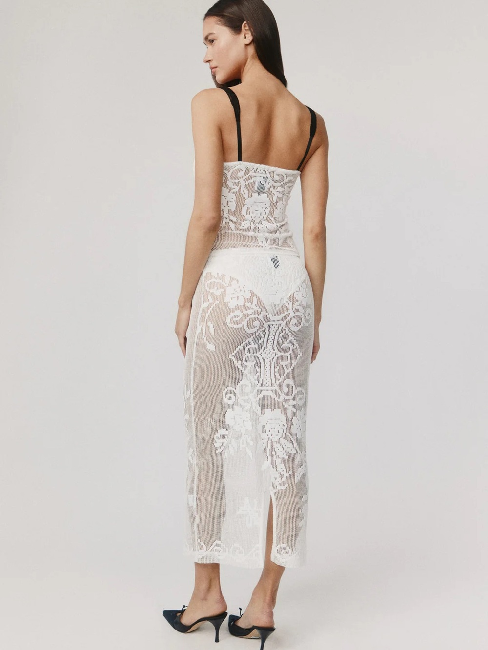 With Jean White Lace Midi Skirt - Picture 2 of 4
